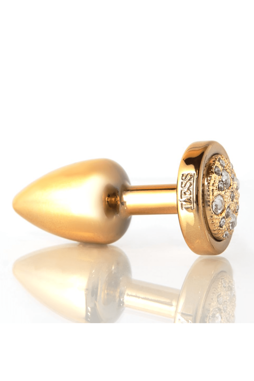 Plug LESS M (ABS) Dourado com Pedra Cravejada Dourada - Tamanho M