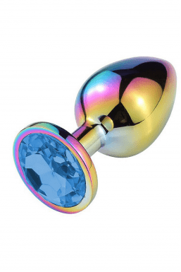 Plug Anal de Aço Colorido com Pedra de Cristal - Tamanho P